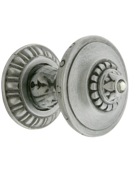 Portobello Jeweled Knob With Kensington Back Plate in Antique Pewter.